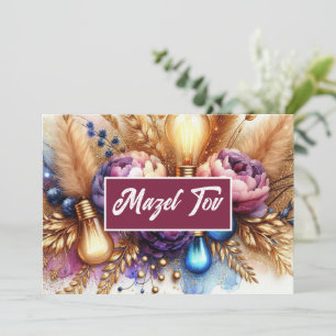Mazel Tov Felicitatiekaart, Lichten, Bloem Kaart