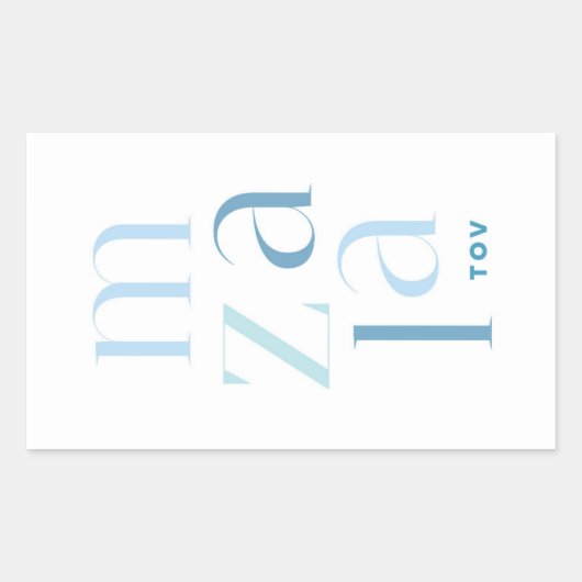 Mazel Tov Gefeliciteerd Blauw Hebreeuws Rechthoekige Sticker (Voorkant)