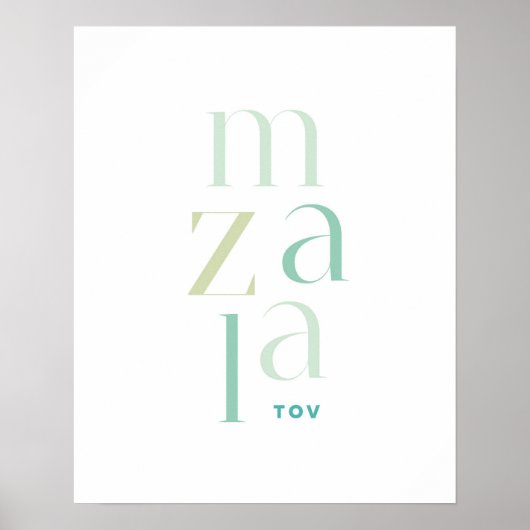 Mazel Tov Green Hebrew gefeliciteerd Poster (Voorkant)