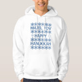 Mazel Tov Happy Hanukkah Snowflakes Joodse Partij Hoodie (Voorkant)