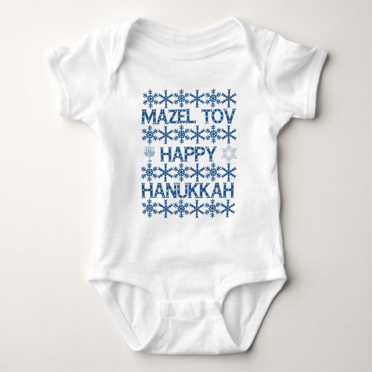 Mazel Tov Happy Hanukkah Snowflakes Joodse Partij Romper (Voorkant)