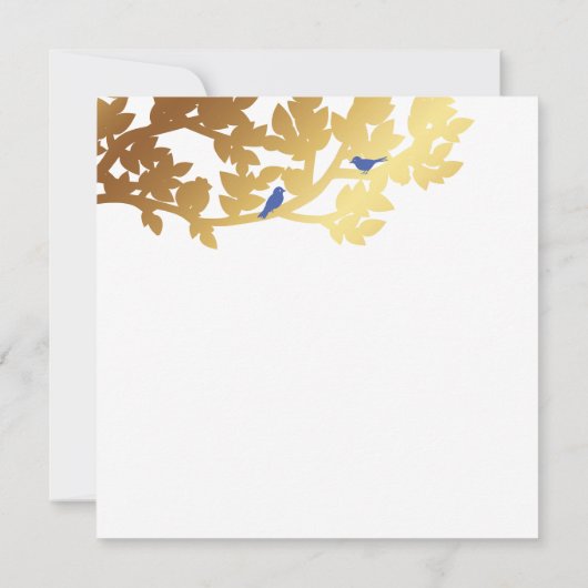 Mazel Tov Hebrew Gold Paper cut and Birds Blank Kaart (Achterkant)