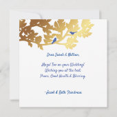 Mazel Tov Hebrew Gold Paper Cut Birds & Branches Kaart (Achterkant)