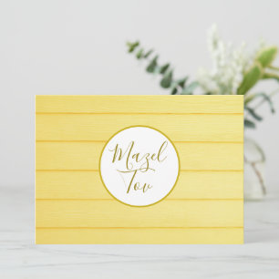 Mazel Tov Kaart, Elegant Modern, Gouden Hout Kaart