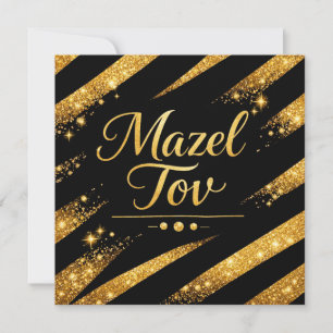 Mazel Tov Kaart, Goud Zwart Luxe Joodse Groet