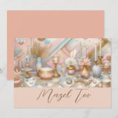 Mazel Tov Kaart Modern, Roze Goud Chic Esthetiek, (Voorkant / Achterkant)