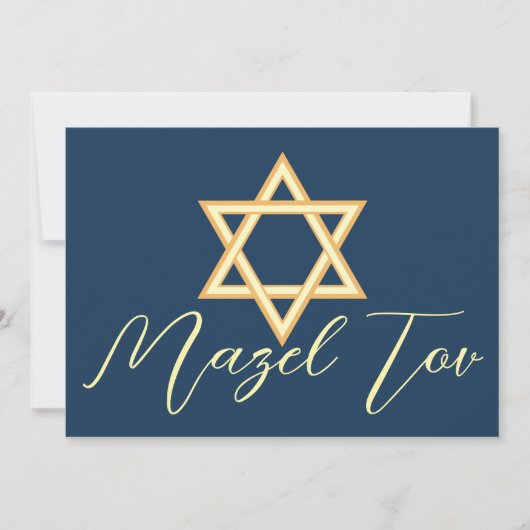 Mazel Tov Kaart Ster van David, Blauw Geel Goud (Voorkant)
