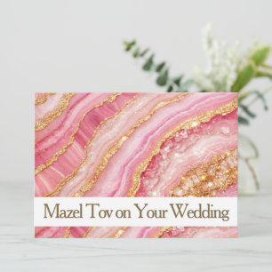 Mazel Tov-kaart voor trouwdag, Roze Goud Agate, Lu Kaart