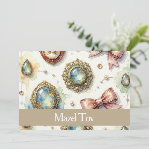 Mazel Tov Kaart voor Trouwen, Vintage Sieraden Spe
