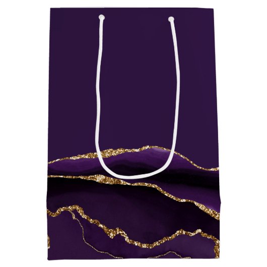 Mazel Tov Paarse Gouden Gepersonaliseerde Bat Mits Medium Cadeauzakje (Achterkant)