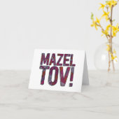Mazel Tov Patchwork Merlot Kaart (Gele Bloem)