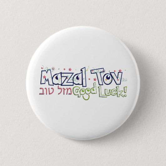 Mazel Tov Ronde Button 5,7 Cm (Voorkant)