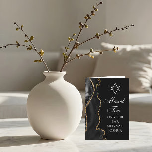 Mazel Tov voor je Bar Mitzvah Zwarte Goud Kaart