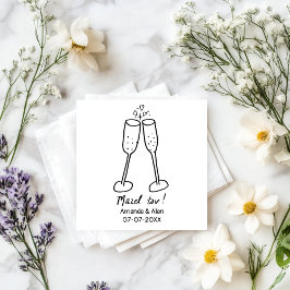 Mazel Tov Wedding Champagne Cheers Sketch CUSTOM Servet