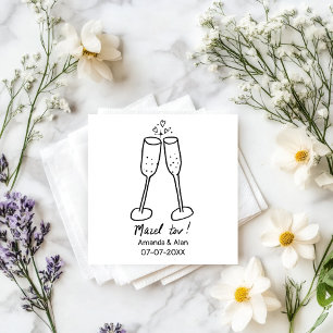 Mazel Tov Wedding Champagne Cheers Sketch CUSTOM Servet