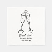 Mazel Tov Wedding Champagne Cheers Sketch CUSTOM Servet (Voorkant)