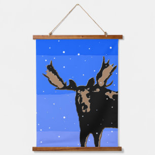 Mazen in de winter - Oorspronkelijke natuurkunst Hangend Wandkleed