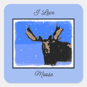 Mazen in de winter - Oorspronkelijke natuurkunst Vierkante Sticker