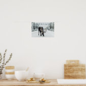 Mazen in de winter op de weg met prijsopgave poster (Keuken)