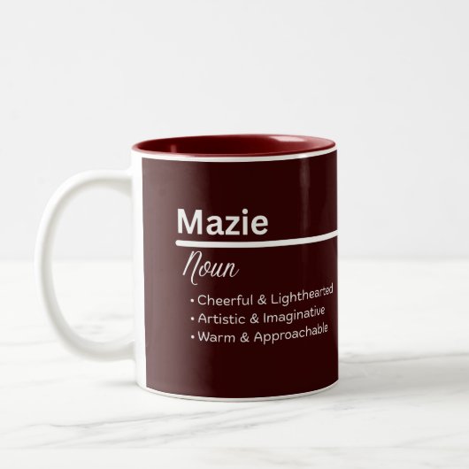 Mazie Personalized Name Coffee Mug Tweekleurige Koffiemok (Links)