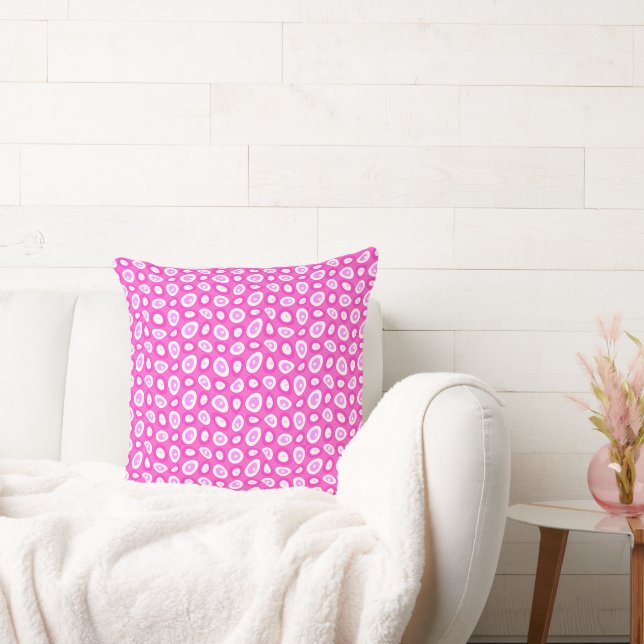 Mazipoodles Abstract Teardrops Fuchsia Roze Wit Kussen (Bank)