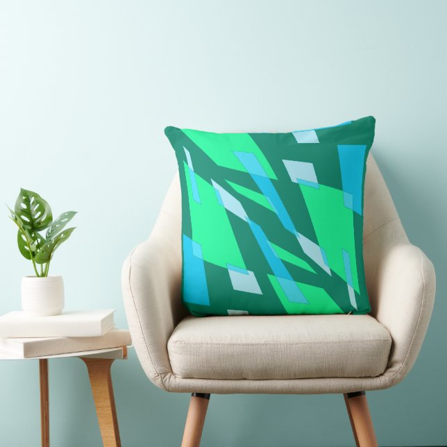 Mazipoodles Abstractie Perspectief Groen blauw Kussen (Stoel)