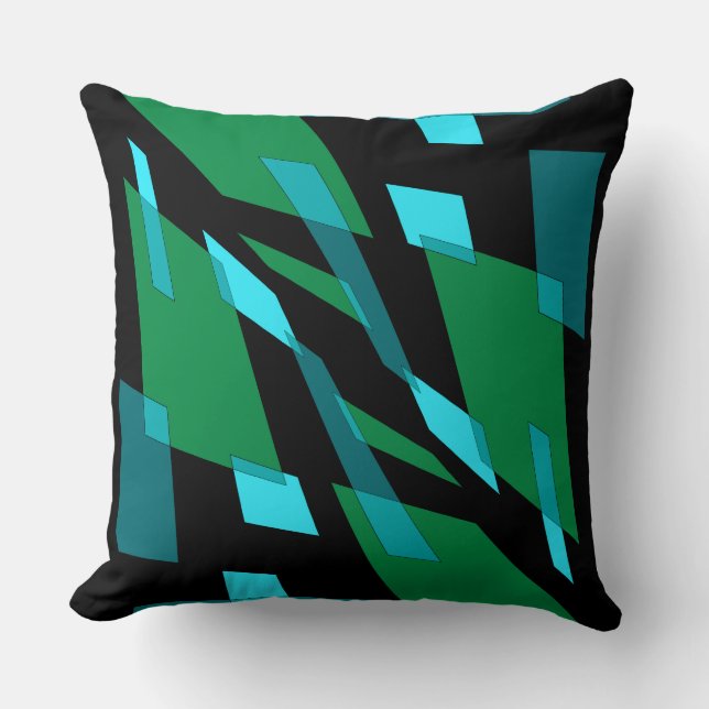 Mazipoodles Abstractie Perspectief Zwart Groen Kussen (Voorkant)