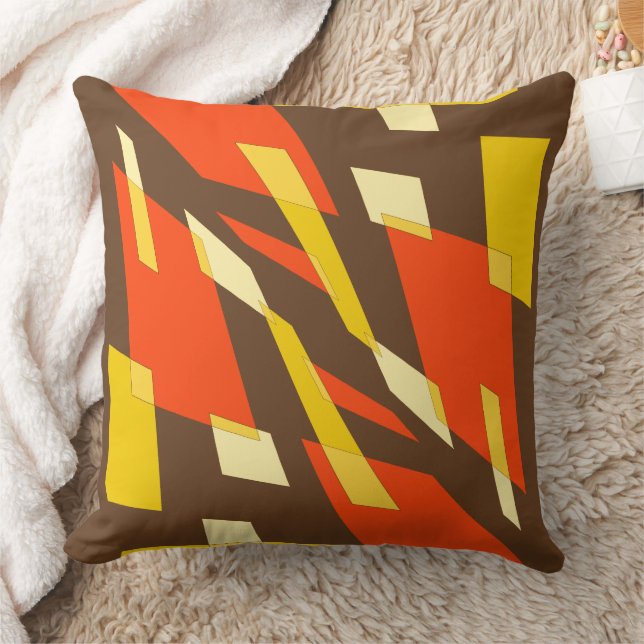 Mazipoodles Abstractieperspectief Bruin Sinaasappe Kussen (Deken)
