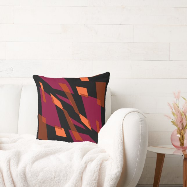 Mazipoodles Abstractieperspectief Zwart Magenta Kussen (Bank)