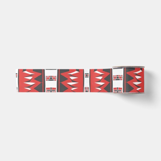 Mazipoodles Afrofuturist Pattern - Scarlet Grey Satijnen Lint (Voorkant)