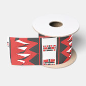 Mazipoodles Afrofuturist Pattern - Scarlet Grey Satijnen Lint (Spoel)
