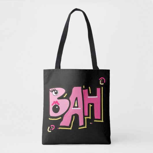 Mazipoodles Bah Humbug 3D roze geel Tote Bag (Voorkant)