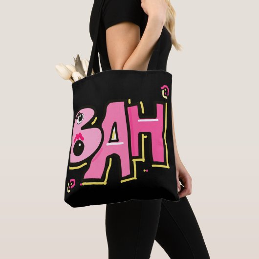 Mazipoodles Bah Humbug 3D roze geel Tote Bag (Dichtbij)