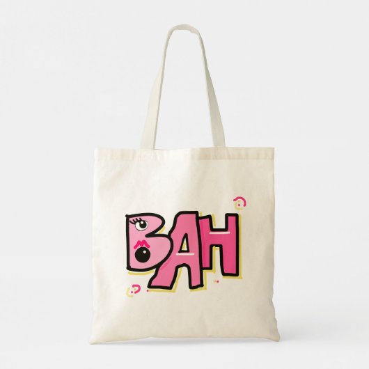 Mazipoodles Bah Humbug 3D roze geel Tote Bag (Achterkant)