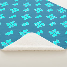 Mazipoodles blauwe harten op blauw sherpa deken