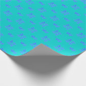 Mazipoodles blauwe harten op turquoise cadeaupapier (Hoek)