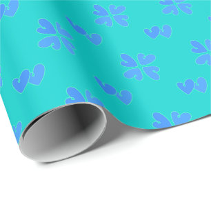 Mazipoodles blauwe harten op turquoise cadeaupapier