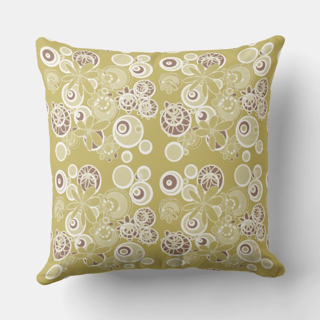 Mazipoodles Bloembellen - Olive White Brown Kussen (Achterkant)