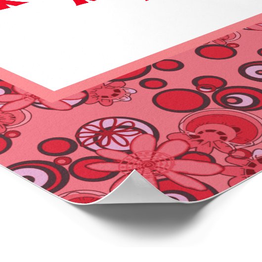 Mazipoodles Bloemen Bubbels Liefde Kiss Rood 2 Poster (Hoek)