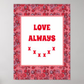 Mazipoodles Bloemen Bubbels Liefde Kiss Rood 2 Poster (Voorkant)