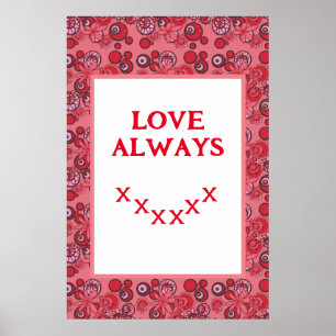 Mazipoodles Bloemen Bubbels Liefde Kiss Rood Poster
