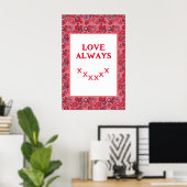 Mazipoodles Bloemen Bubbels Liefde Kiss Rood Poster (Thuiskantoor)