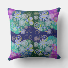 Mazipoodles Bloemen Bubbles Multi Blauw Groen Paar Kussen