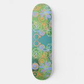 Mazipoodles Bloemenbellen Multi Groen Sinaasappel  Persoonlijk Skateboard (Voorkant)