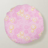 Mazipoodles bloemenbellen - roze geel wit rond kussen (Achterkant)