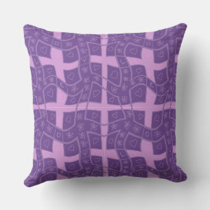 Mazipoodles Bloemenliefde Harten Check Mauve Paars Kussen