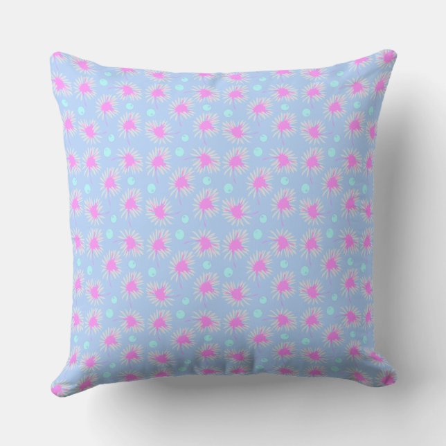 Mazipoodles Bold Daisies: Blauw Fuchsia Turquoise  Kussen (Achterkant)