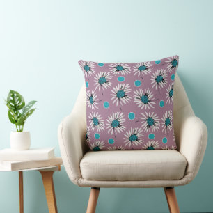 Mazipoodles Bold Daisies - Stoffig Lila Blauwgroen Kussen