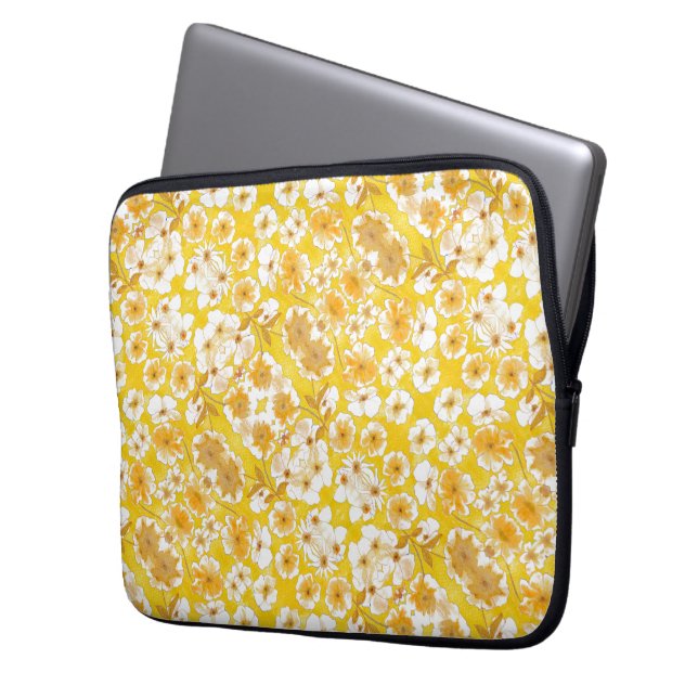Mazipoodles Botanische tuin - Butterscotch Geel Laptop Sleeve (Voorkant Links)
