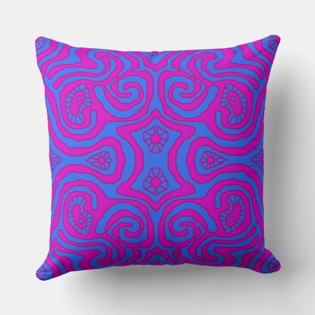 Mazipoodles Crazy Maze - Blauw Magenta Kussen (Achterkant)